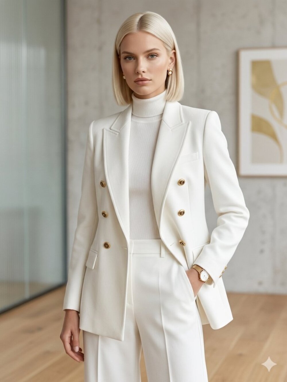 Zara Blazer & Trouser Outfit Suit – Gold Buttons (Size XS)